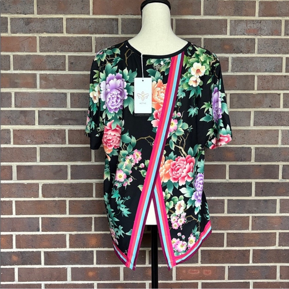 💥 HOT SALE💥 NWT Johnny Was Bee Active Le Jardin Cross Back Tee size XL - Picture 4 of 6